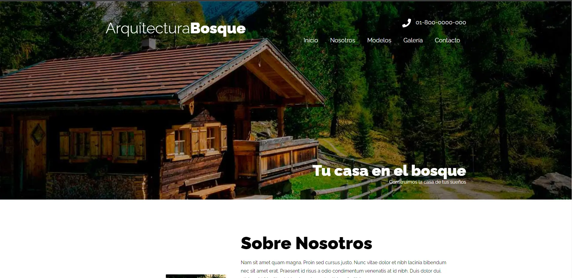 Pagina web de aruitetura en en el bosque